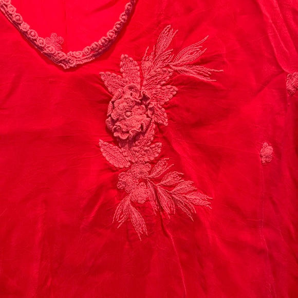 Johnny Was Embroidered Red Floral Blouse Size S - Picture 2 of 5